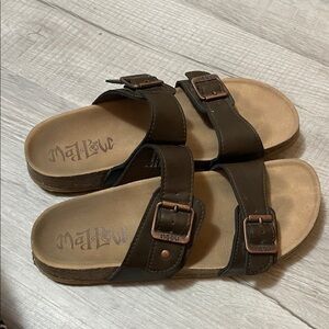 Brown Leather Sandals with Buckles